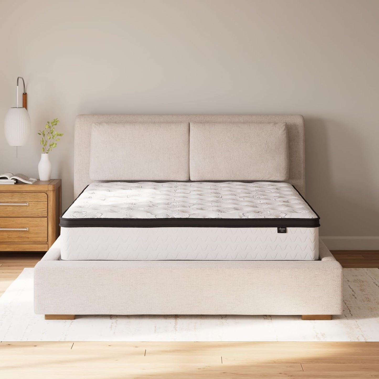 Signature Design by Ashley Queen Size Chime 12 Inch Medium Firm Hybrid Mattress with Cooling Gel Memory Foam for Pressure Relief, Fiberglass Free, Mattress In A Box