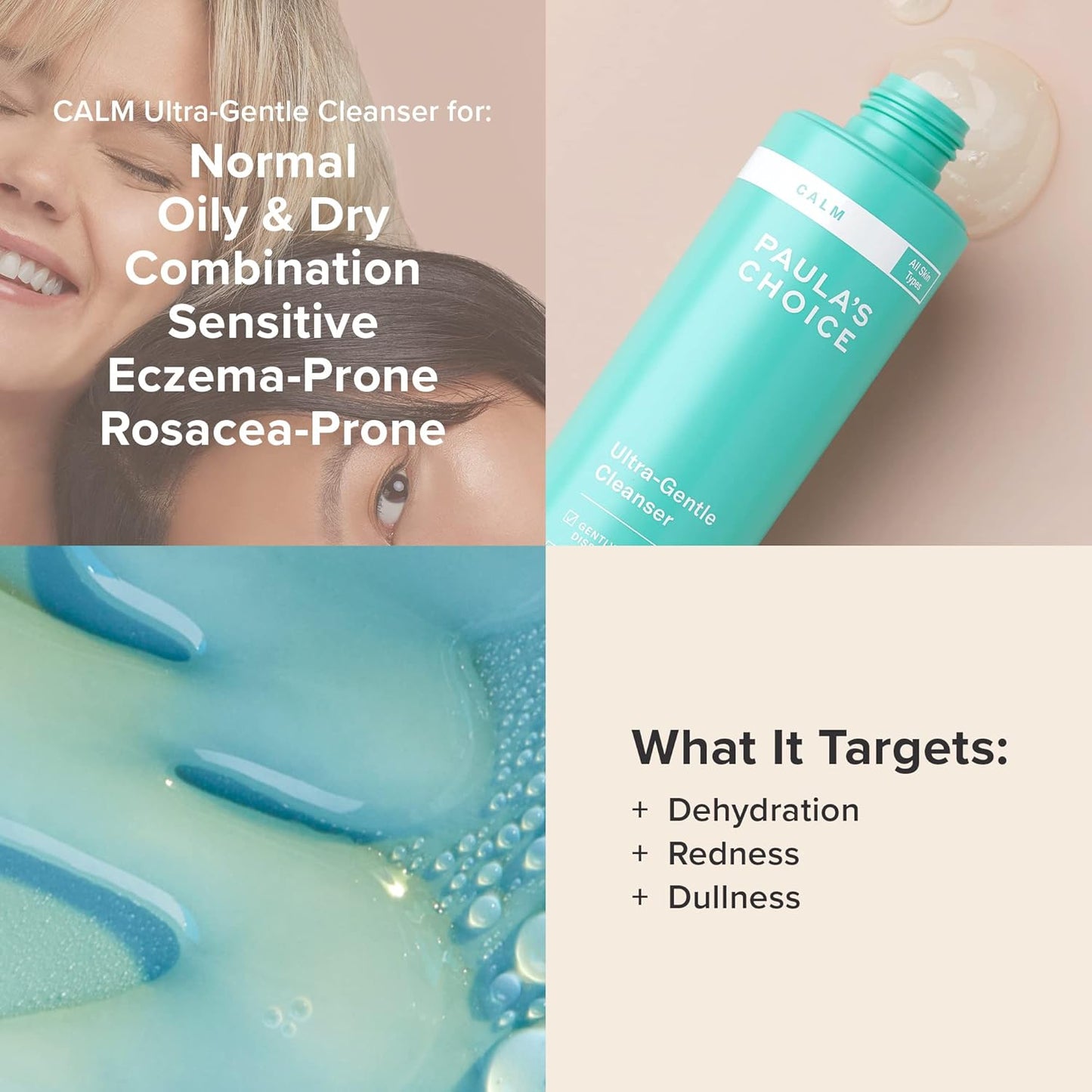 Paula's Choice CALM Ultra-Gentle Face Cleanser for Sensitive Skin, Facial Wash, Calms + Soothes Redness, Daily Face Wash for Rosacea-Prone & Eczema-Prone Skin, & Fragrance-Free, 6.7oz