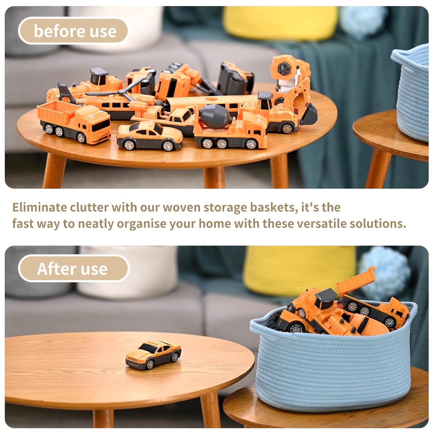 Cute Woven Storage Basket with Handle, Baskets for Gifts Empty, Gift Baskets for Birthday Baby Shower Burr, Decorative Organizer Box for Baby Toy Pet, 13" D x 8" W x 6" H