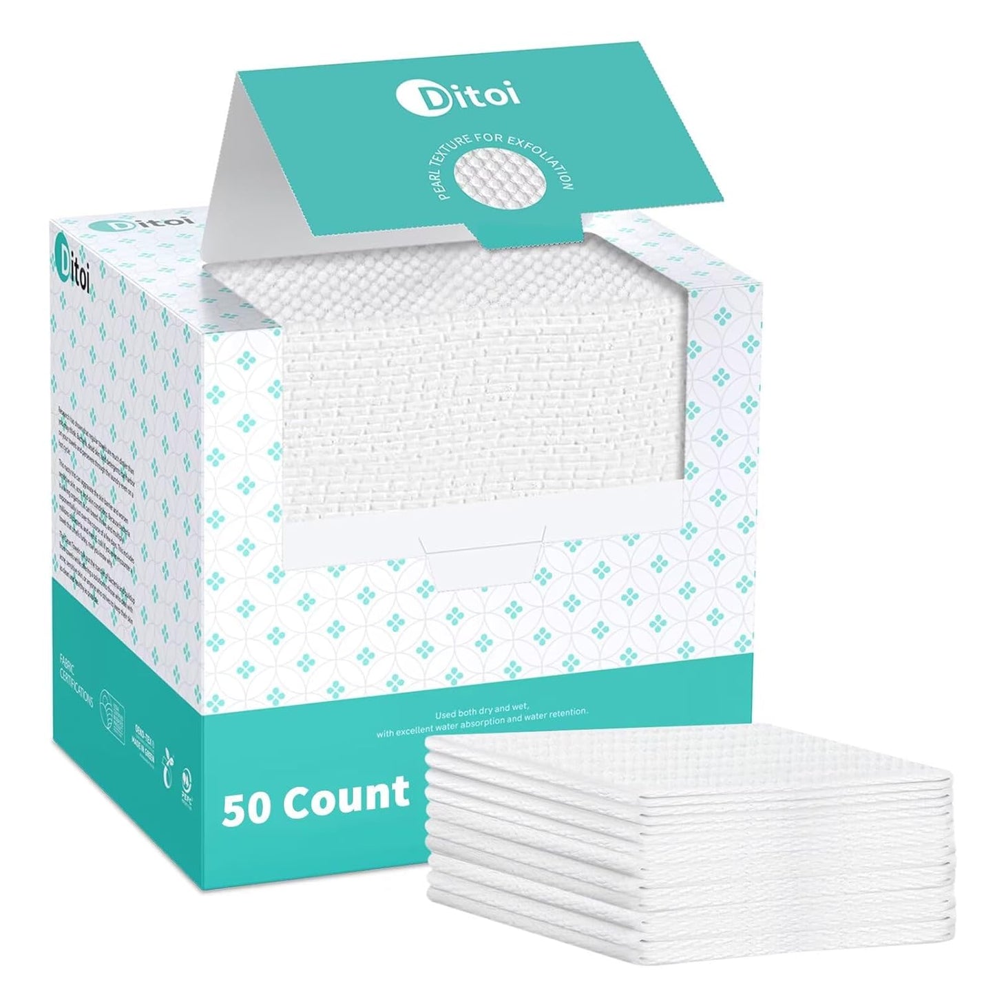 Ultra Thick Disposable Face Towels, Lint-Free Wipes for Makeup Removal, 50 Count - Cart Shape