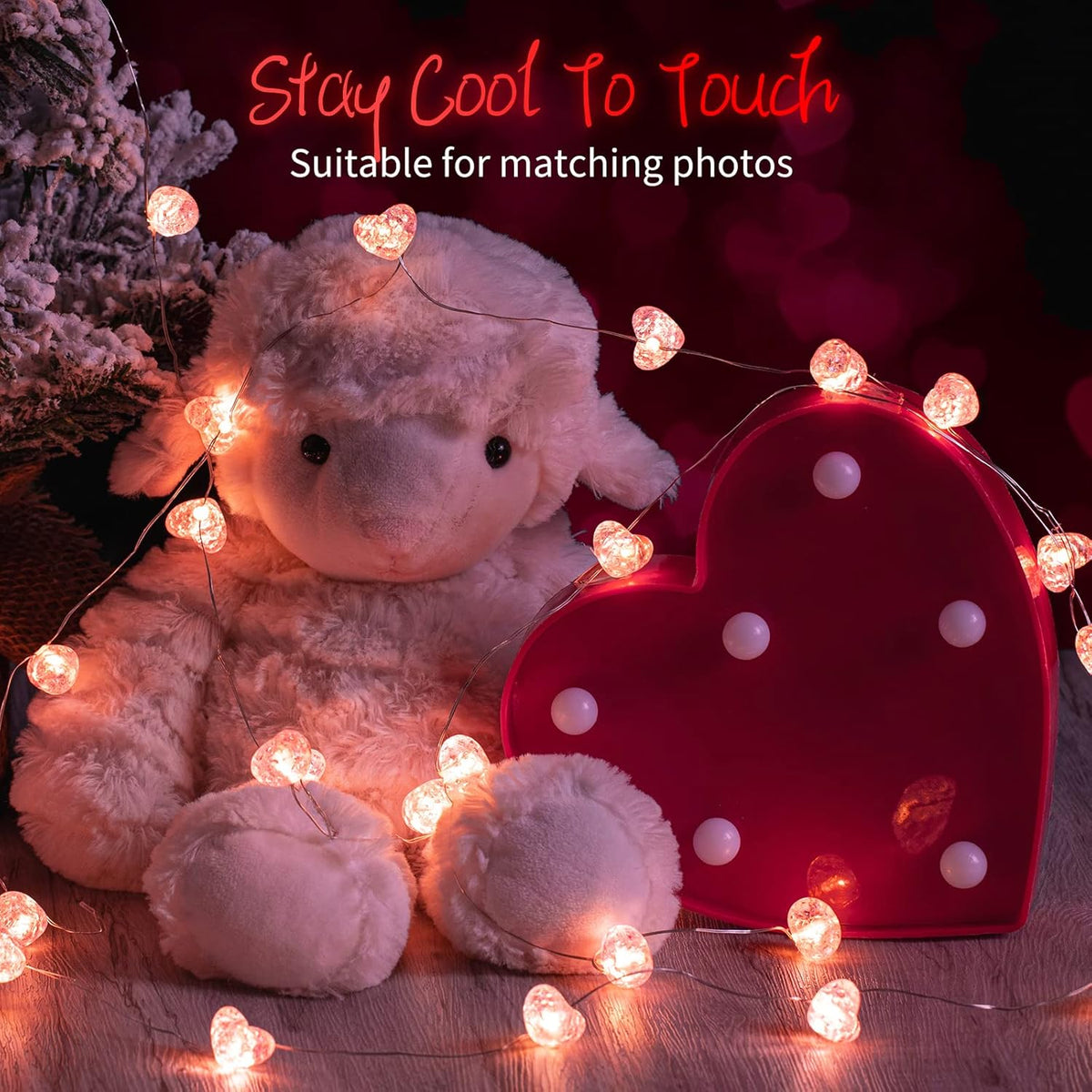 Valentineās Day Fairy String Lights - 10.5 ft 30 LED Pink Heart Battery Operated Fairy Lights with Timer and Remote, Twinkle Heart Lights for Wedding DIY Indoor Christmas Gift Valentine's Day