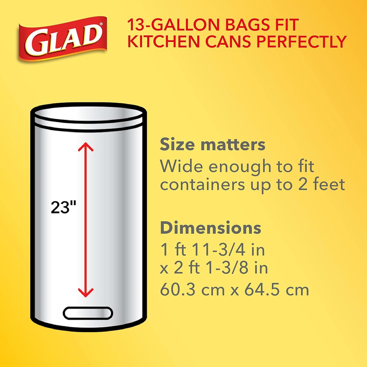 Glad Tall Kitchen Trash Bags 13 Gallon, Unscented Garbage Bags, Quick-Tie, 68 Count