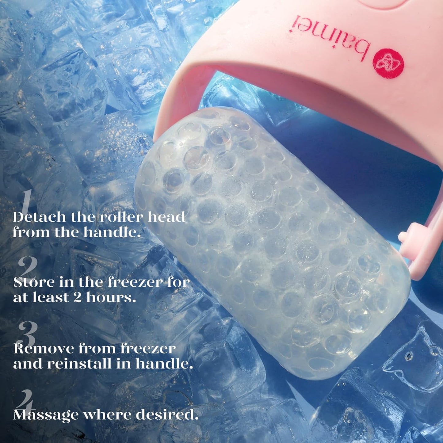 BAIMEI IcyMe Ice Roller for Face and Gua Sha Facial Tool Set, Ice Face Roller Reduces Puffiness Relieves Migraines Skin Care Tools, Self Care Gift for Women - Pink