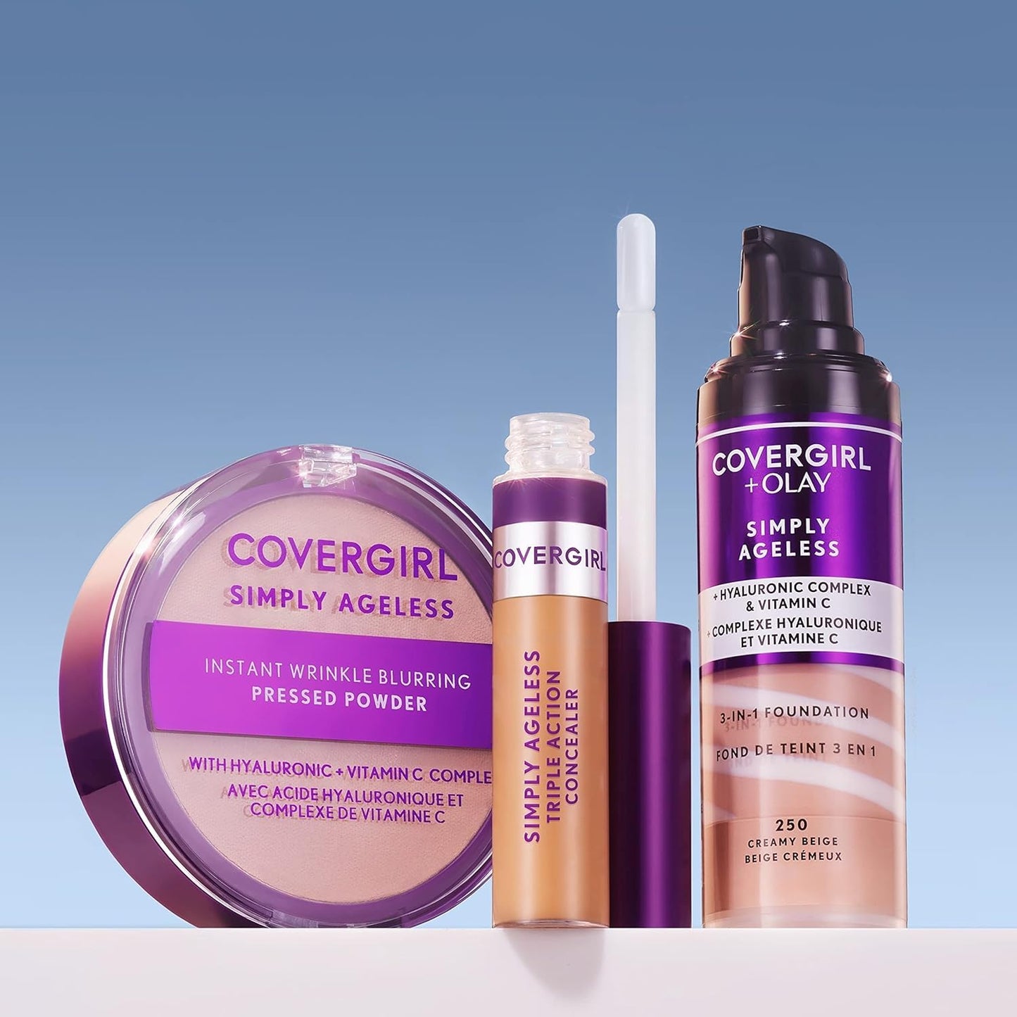 CoverGirl & Olay Simply Ageless 3-in-1 Liquid Foundation, Matte, Hyaluronic, Vitamin C - Cart Shape