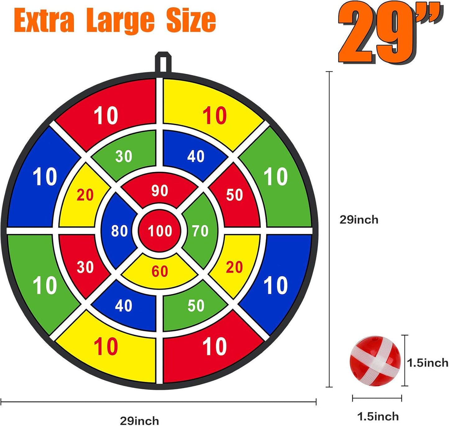 BooTaa 29" Large Dart Board for Kids, Kids Dart Board with Sticky Balls, Boys Toys, Indoor/Sport Outdoor Fun Party Play Game Toys, Birthday Gifts for 3 4 5 6 7 8 9 10 11 12 Year Old Boys Girls