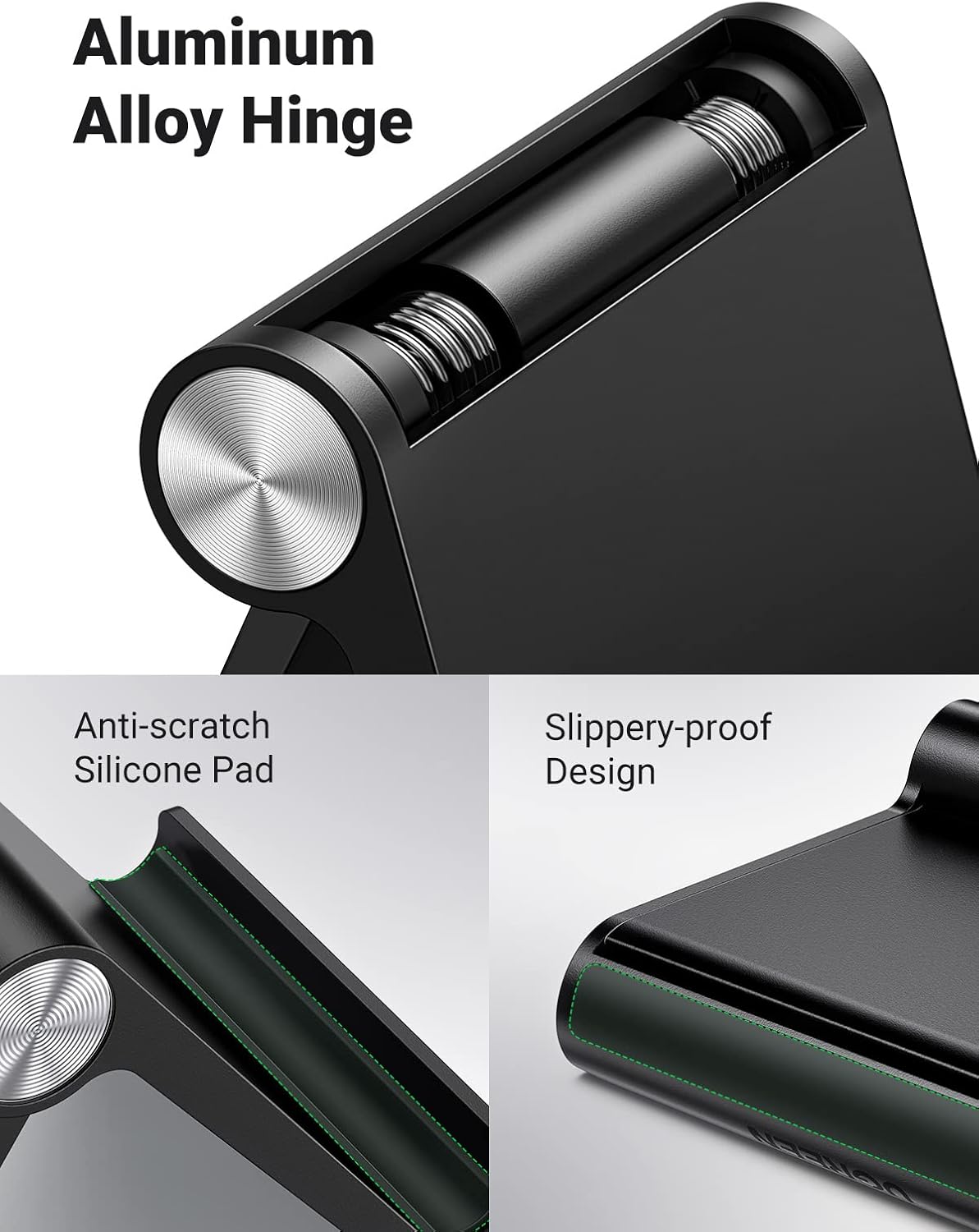 UGREEN Cell Phone Stand Holder for Desk Adjustable Compatible with iPhone 13 12 Pro Max 11 SE XS XR 8 Plus 6 7 Galaxy Note20 S20 S10 S9 S8 Foldable Black