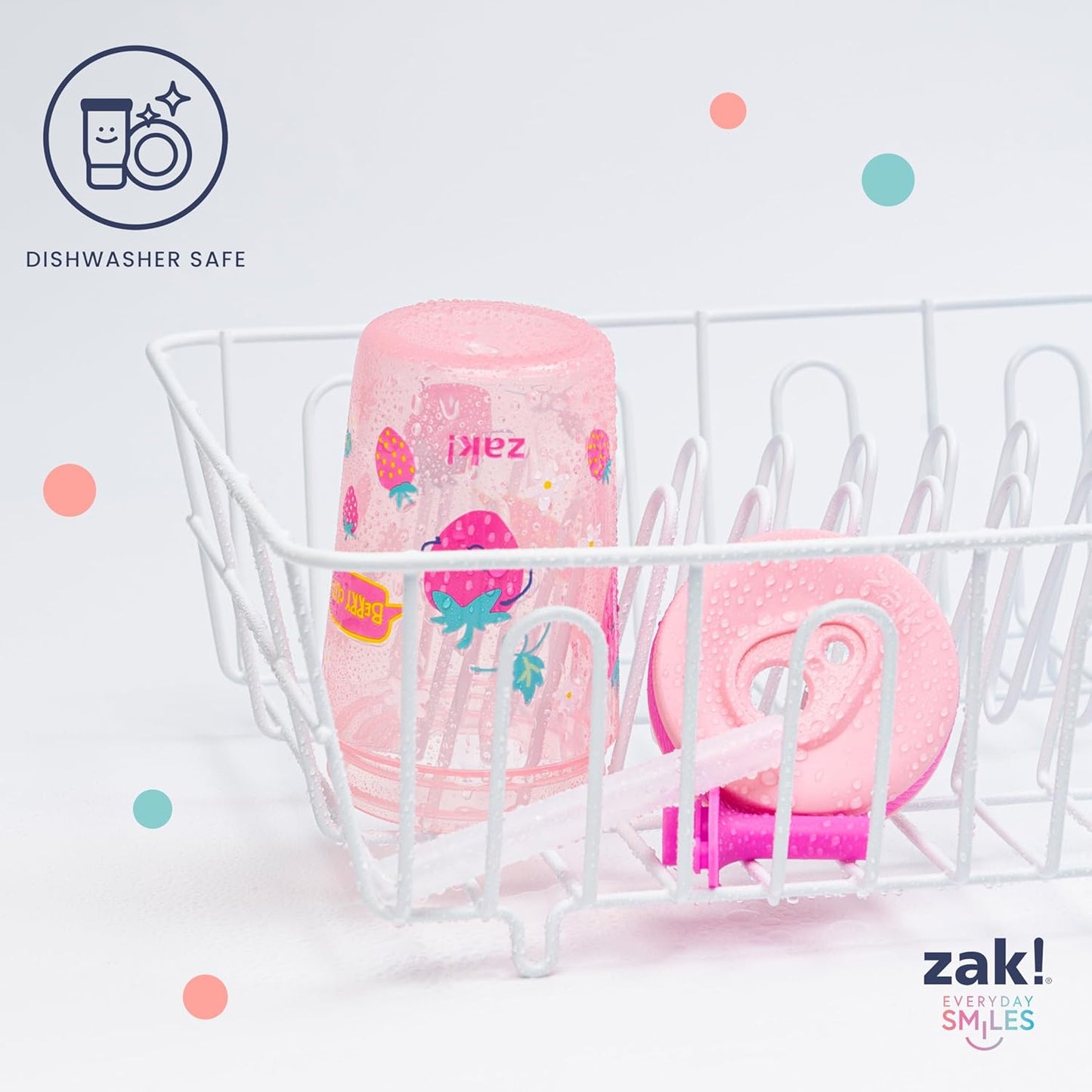 Zak Designs Kelso Toddler Cups For Travel or At Home, 15oz 2-Pack Durable Plastic Sippy Cups With Leak-Proof Design is Perfect For Kids (DinoRoar, Zaksaurus)