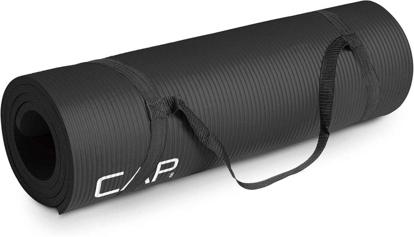 CAP Barbell 1/2-Inch High Density Exercise Yoga Mat with Strap | Multiple Options
