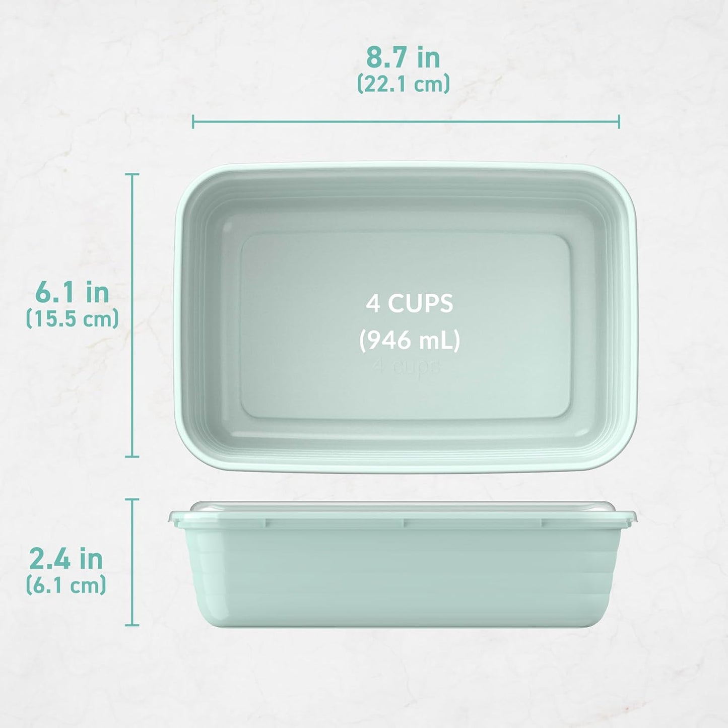Bentgo 20-Piece Lightweight, Durable, Reusable BPA-Free 1-Compartment Containers - Microwave, Freezer, Dishwasher Safe - Mint