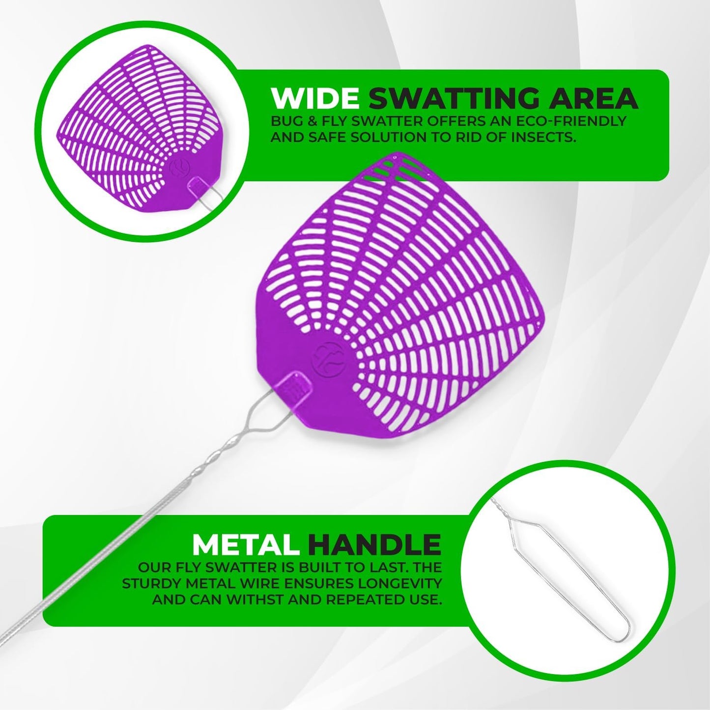 Supreme Bug & Fly Swatter 6-Pack – Braided Metal Handle 6 Pack Fly Swatters, Multi Pack Colors, – for Indoor/Outdoor – Flyswatter