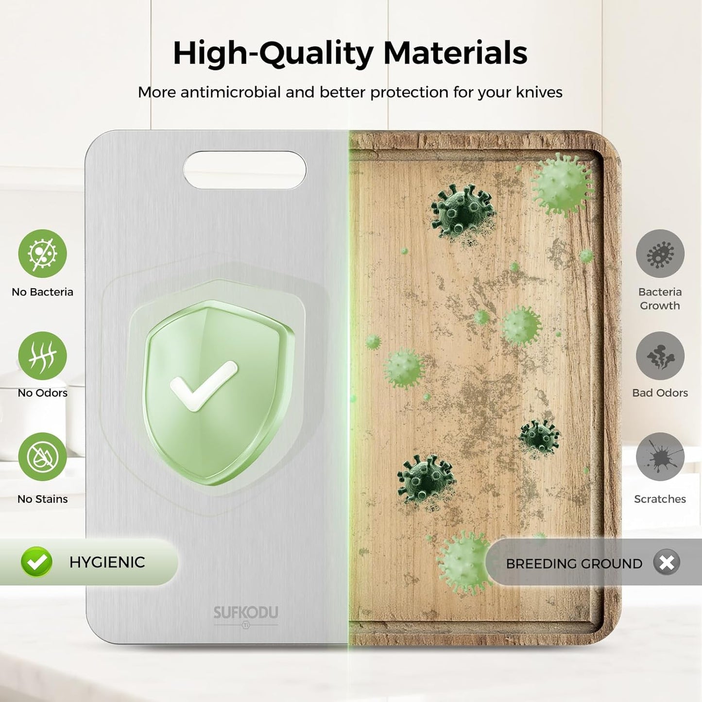 Titanium Cutting Board Set of 3, Titanium Cutting Boards for Kitchen, 100% Double-Sided Titanium Cutting Boards, Separate Raw and Cooked Food Areas, Non-Toxic, Dishwasher Safe (S+ M + L)