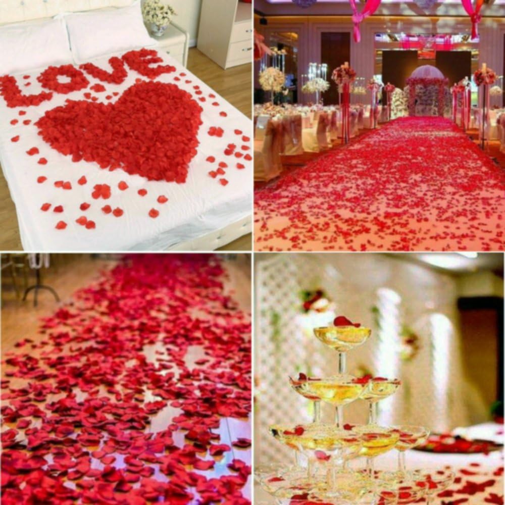 CODE FLORIST 2200 PCS Dark-Red Silk Rose Petals for Romantic Night,Wedding,Proposal Anniversary Flower Decorations