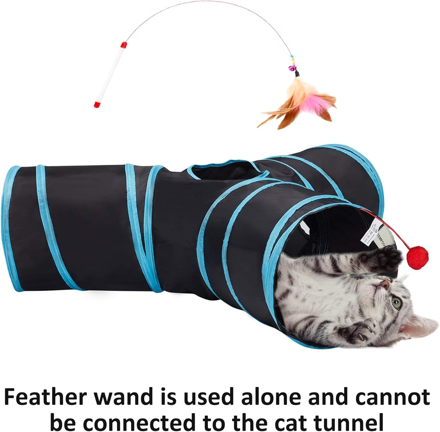 Tempcore Pet Cat Tunnel Tube Cat Toys 3 Way Collapsible, Tunnels for Indoor Cats,Kitty Bored Peek Hole Toy Ball Cat, Puppy, Kitty, Kitten, Rabbit