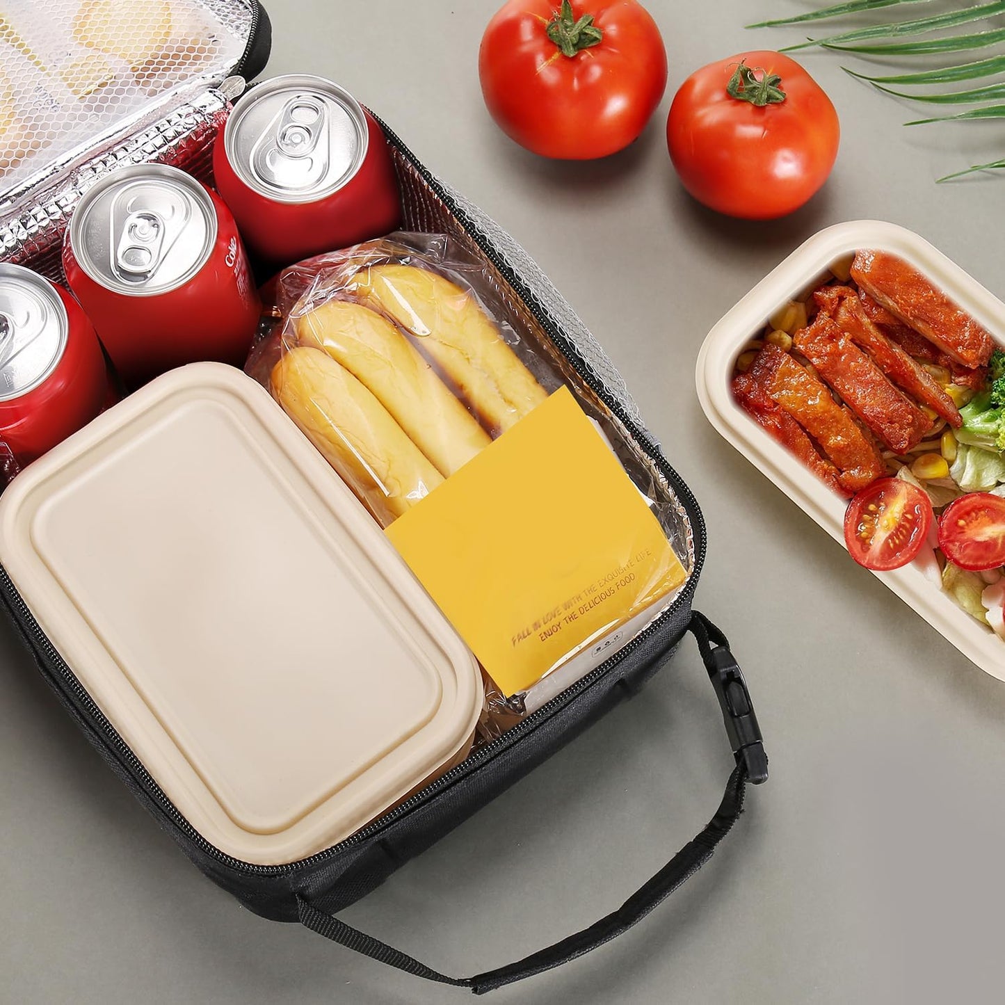 Lunch box Lunch bag for men women Insulated Lunchbox Lunch bags for Work Picnic Travel (Black)