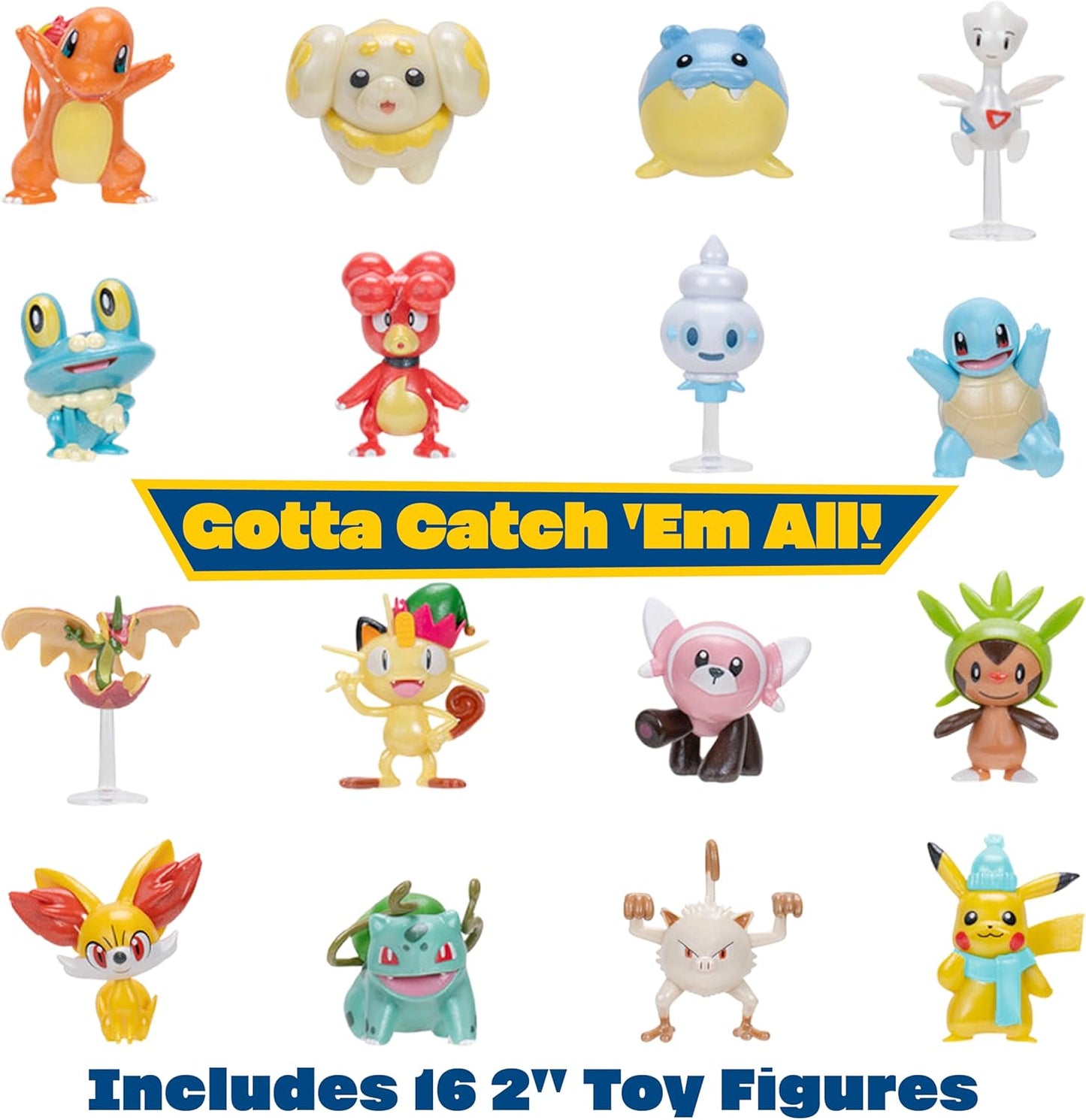 Pokémon 2025 Holiday Christmas Advent Calendar 24 Piece Gift Playset - Officially Licensed - Includes 2" Pikachu, Bulbasaur, Charmander & More - 16 Toy Figures & 8 Accessories - Kids, Boys, Girls - 4+