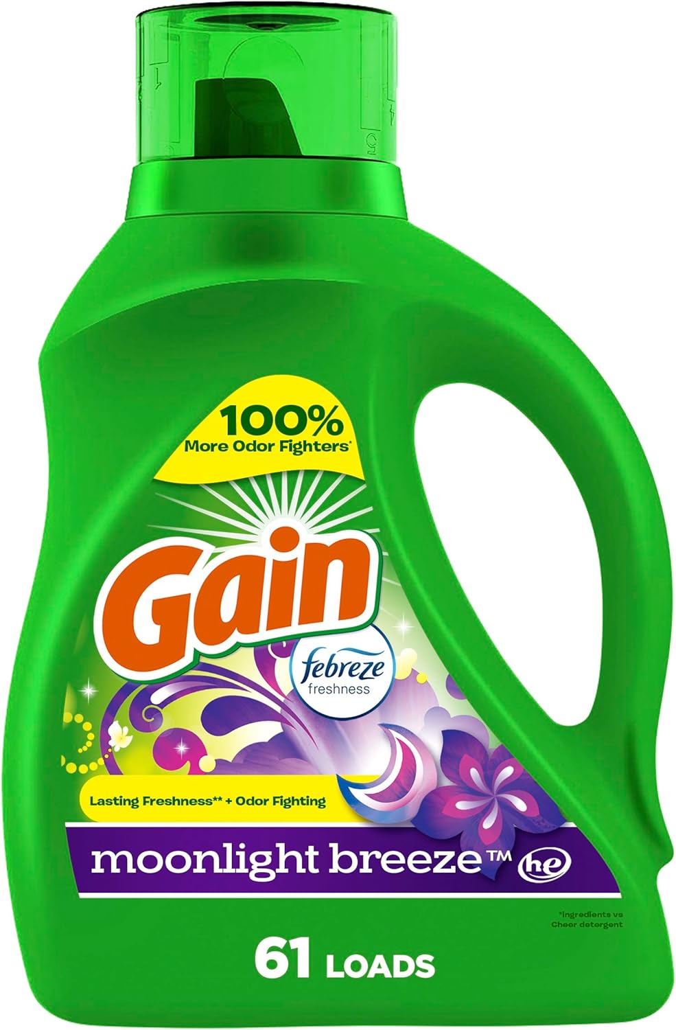 Gain + Aroma Boost Liquid Laundry Detergent, Moonlight Breeze Scent, 61 Loads, 88 fl oz, HE Compatible