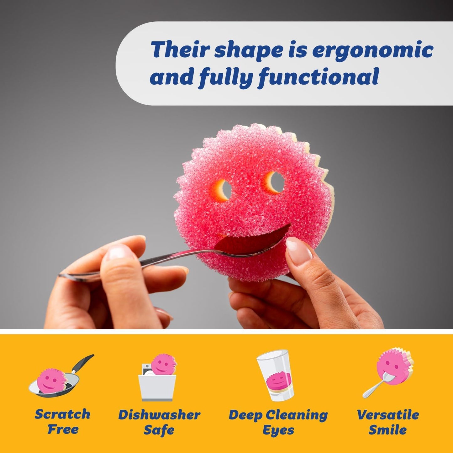 Scrub Daddy 6 Scrub Mommy Kitchen Sponges & 1 Daddy Caddy Sponge Holder - Scratch-Free for Dishes & Multipurpose Cleaning - BPA Free & Made with Polymer Foam - Stain & Odor Resistant