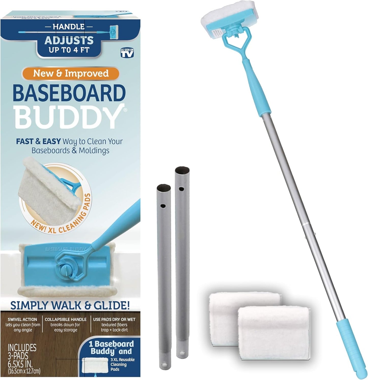 Baseboard Buddy – Baseboard & Molding Cleaning Tool! Includes 1 Baseboard Buddy and 3 Reusable Cleaning Pads, As Seen on TV