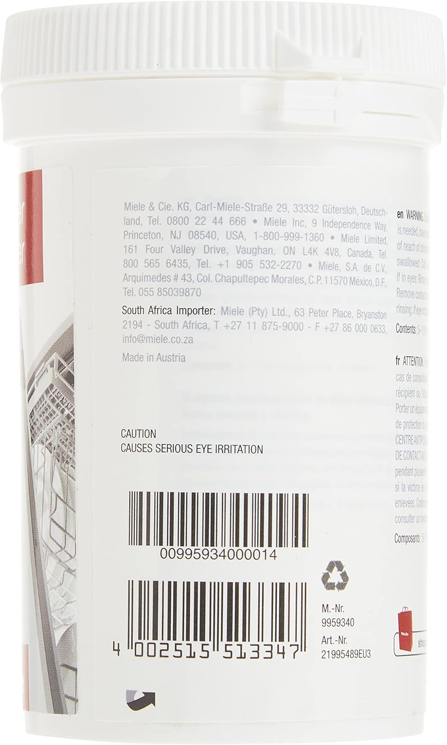 Miele DishClean Dishwasher Cleaner, Care Product for the Optimal Functioning of Dishwashers, Removing Odors and Limescale Deposits, 5.6 oz, white