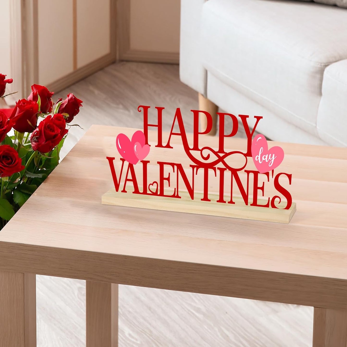 COCHIE Metal Happy Valentine's Day Sign, Valentines Day Decorations for Home, Party, Shelf, Mantel, Indoor, Valentine Heart Decor, Valentines Day Table Top Decoration (Valentine)