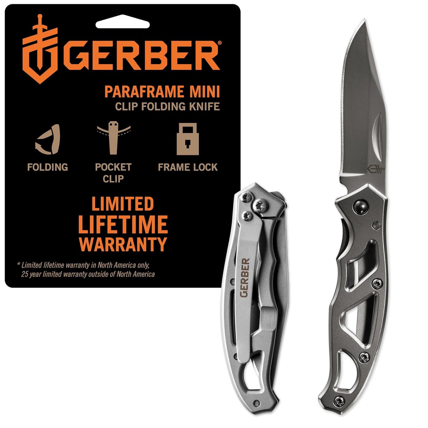 Gerber Gear Paraframe Mini Pocket Knife, 2.2" Fine Edge Small EDC Folding Knife with Safety Lock for Everyday Carry, Gifts for Men, Stainless Steel