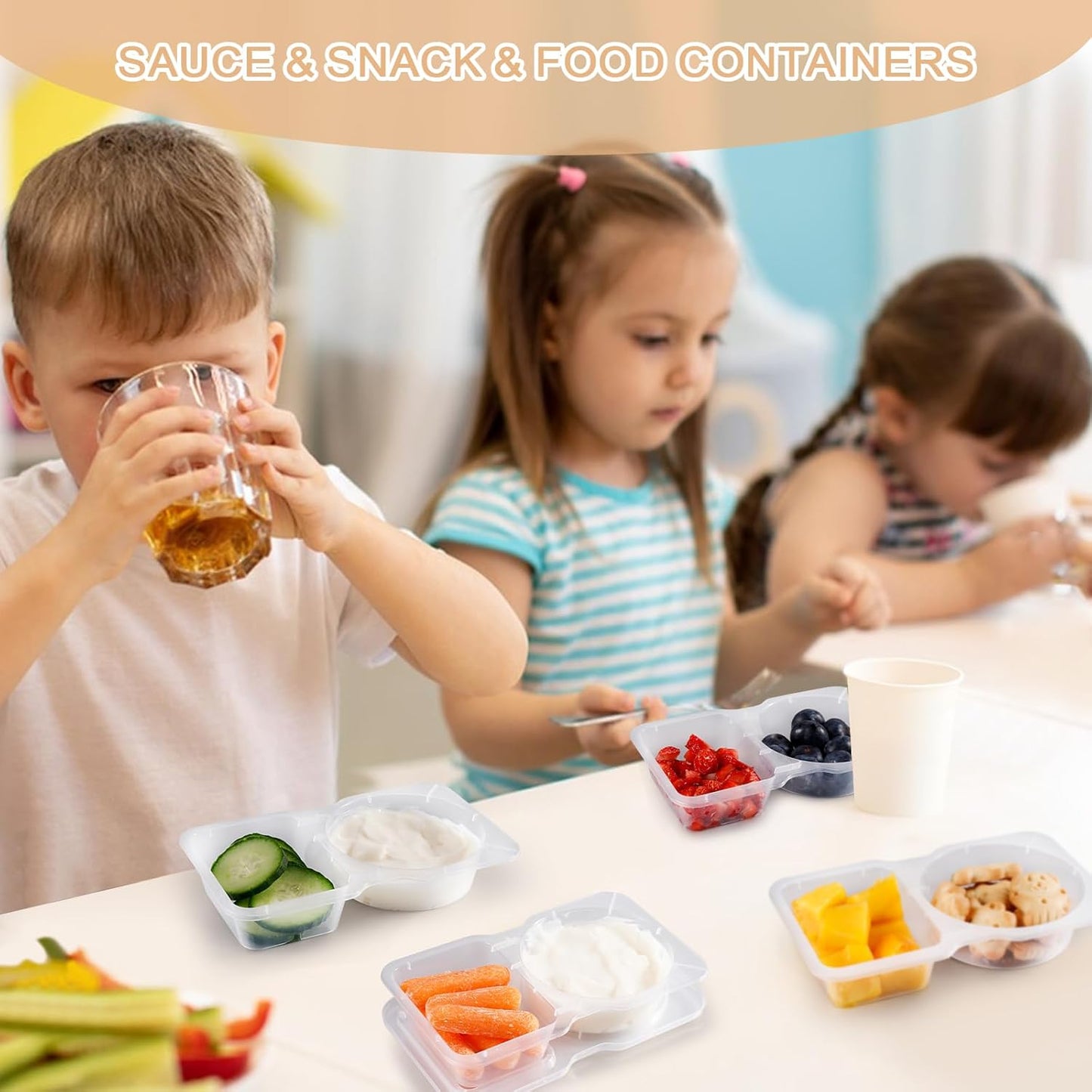 Reusable Snack Containers with Lids: Snack Containers 20Pcs - Snackle Box Container Portion Control - Snack Pack Containers - Double Compartment Snack Containers for On the Go - Travel Essentials