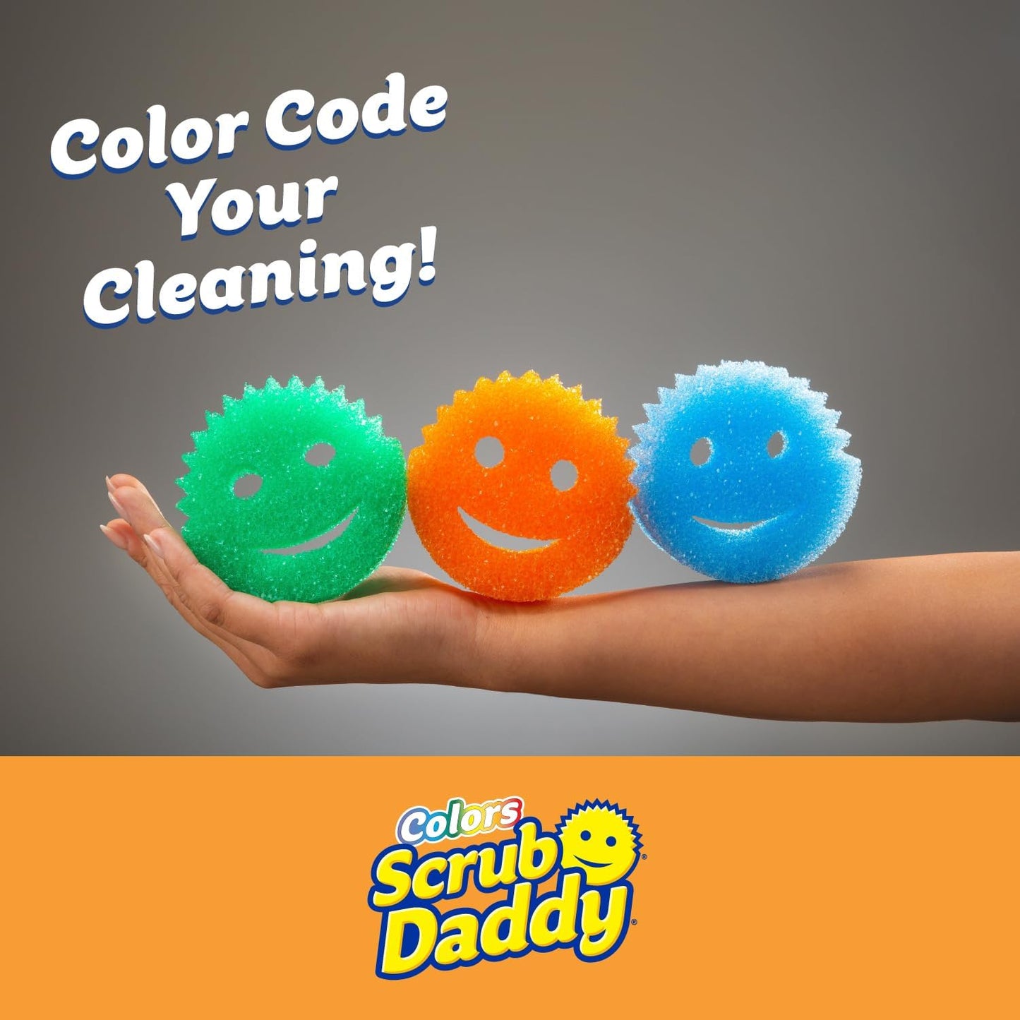Scrub Daddy Color Sponges - Scratch-Free Multipurpose Dish Sponges for Kitchen, Bathroom & Household Cleaning - Made with BPA-Free Polymer Foam (3 Count)