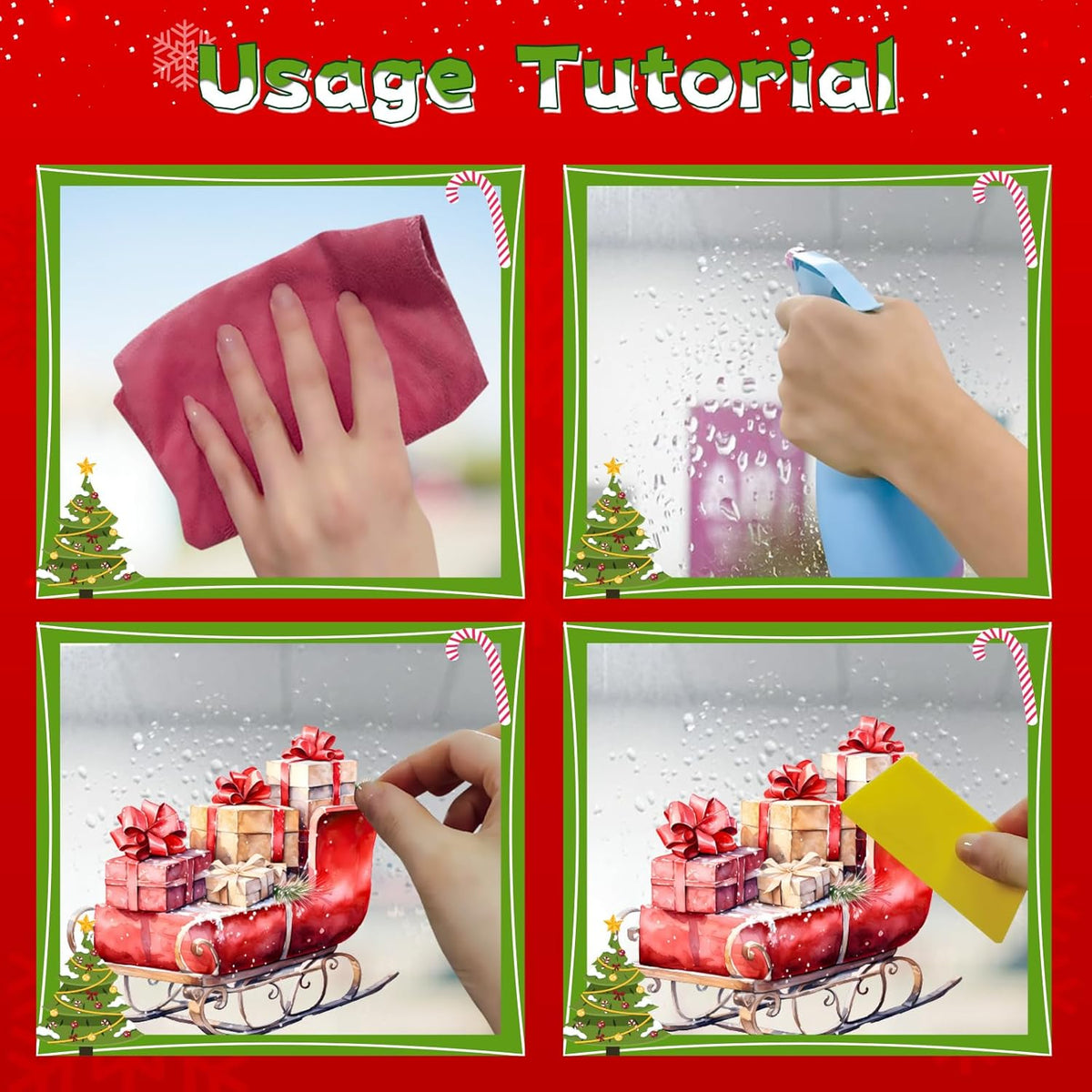 9 Sheets Christmas Window Stickers - Festive Holiday Lights, Santa, Snowman & Reindeer Window Clings, Reusable Christmas Windows Decals for Home Party Decor/Indoor Glass Decoration Festival Decor