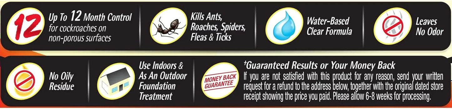 Spectracide Bug Stop Home Barrier, Kills Ants, Roaches and Spiders On Contact, Indoor and Outdoor Insect Control, 32 fl Ounce Ready-To-Use Spray