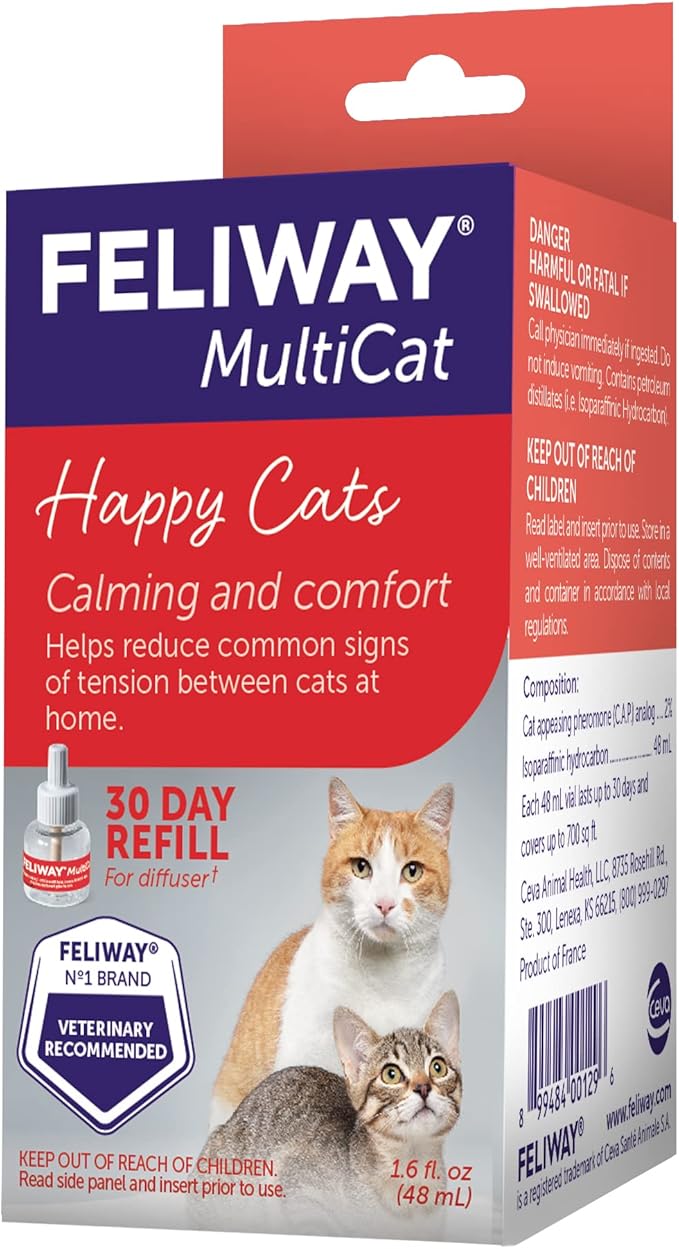 FELIWAY MultiCat 30 Day Cat Calming Refill for Pheromone Diffuser, 48ml - 1x 30 Day - Helps Reduce Conflicts and Signs of Tension in Multi-Cat Households