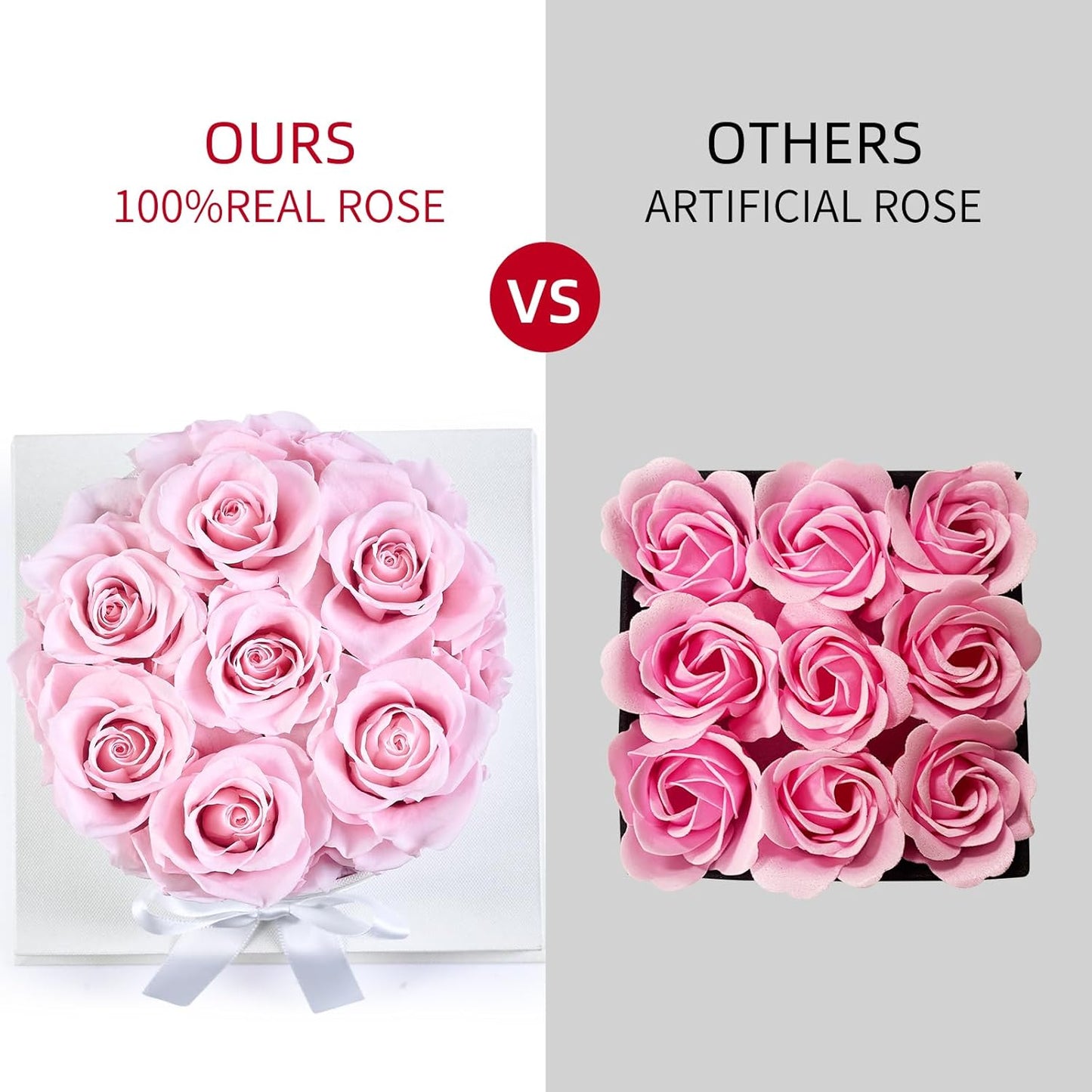 Flowers for Delivery Prime - Preserved Roses in a Box - Forever Flowers, Immortal Roses, Eternal Rose Birthday Gifts for Her, for Mom - Pink Rose