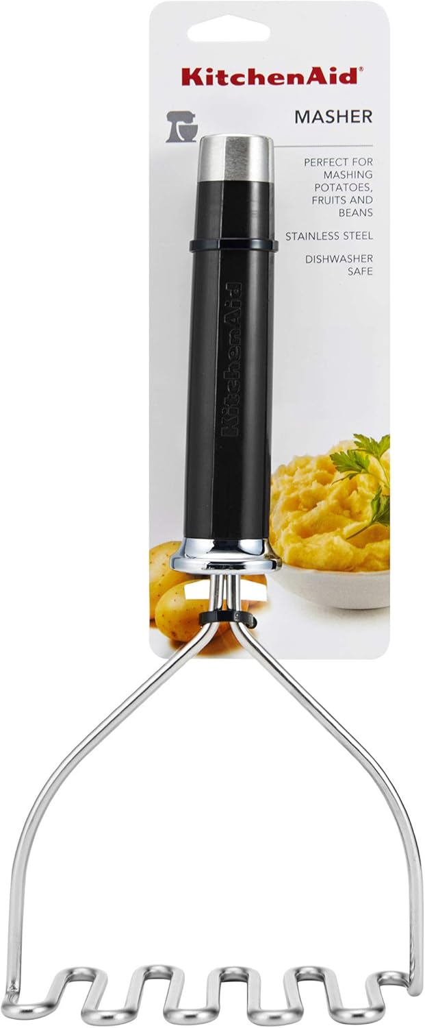 KitchenAid Gourmet Stainless Steel Wire Masher, 10.24-Inch, Black