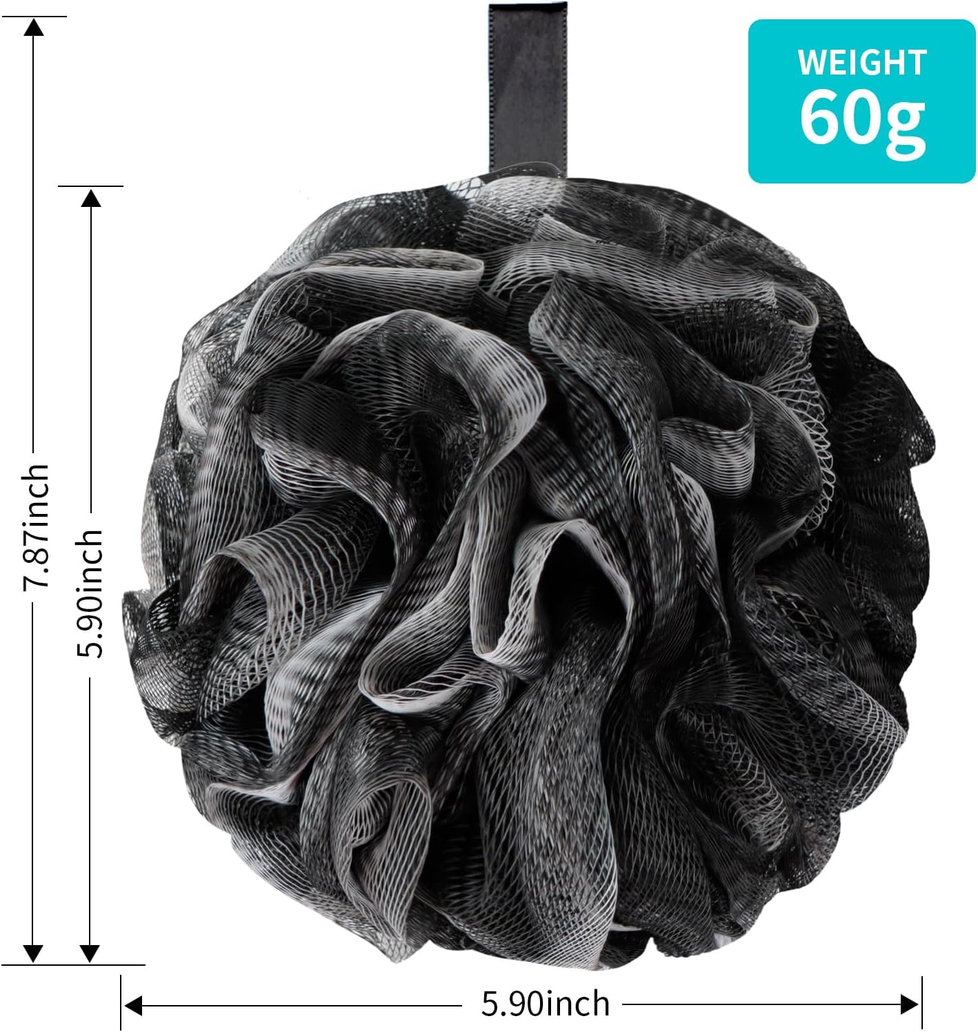 Bath Loofah Shower Sponge Body Back Scrubber Soft Mesh Shower Puffs Exfoliating Loofa for Women & Men Bath Accessories Cleaning Tool (Pack of 4 60G Loofah, Dark Elf)