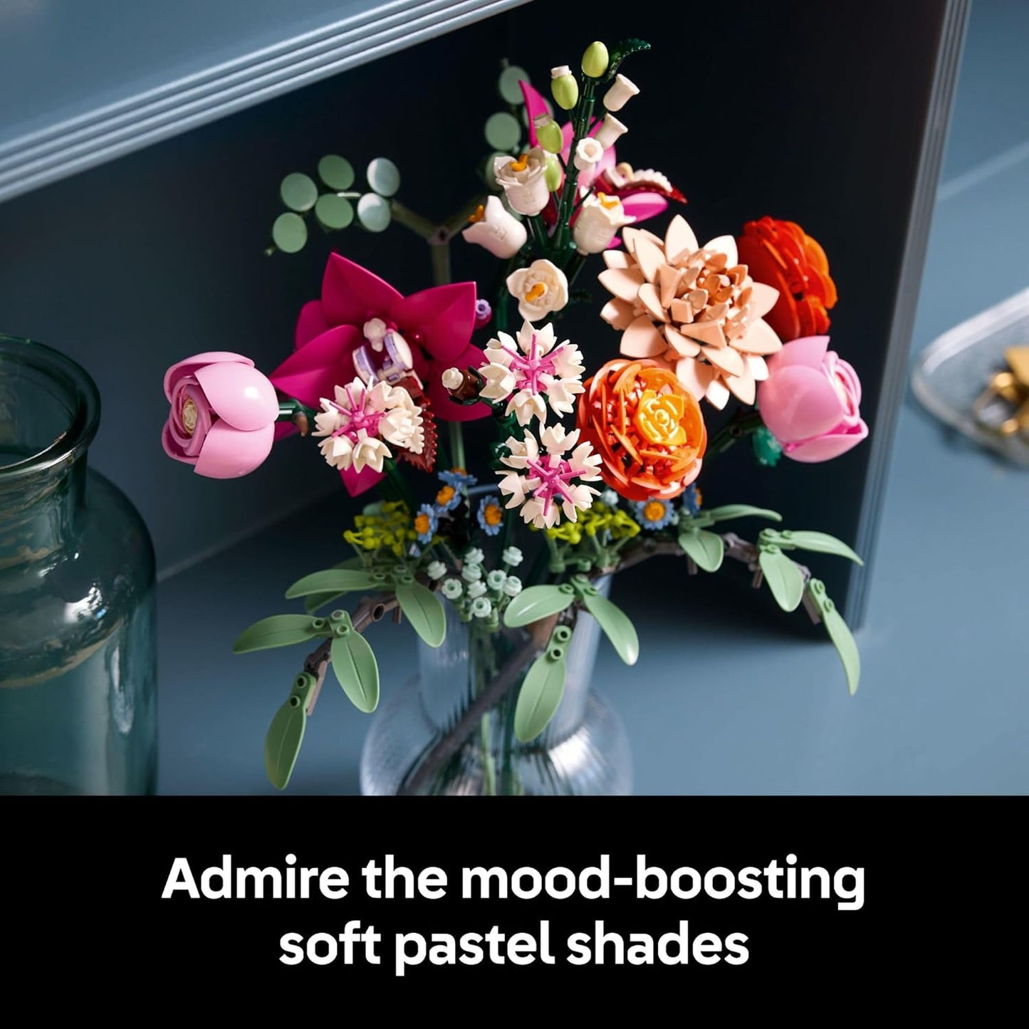 LEGO Botanicals Pretty Pink Flower Bouquet Building Set for Adults - Gifts for Valentines Day for Her- Artificial Flowers for Decor or Table Display - 10342