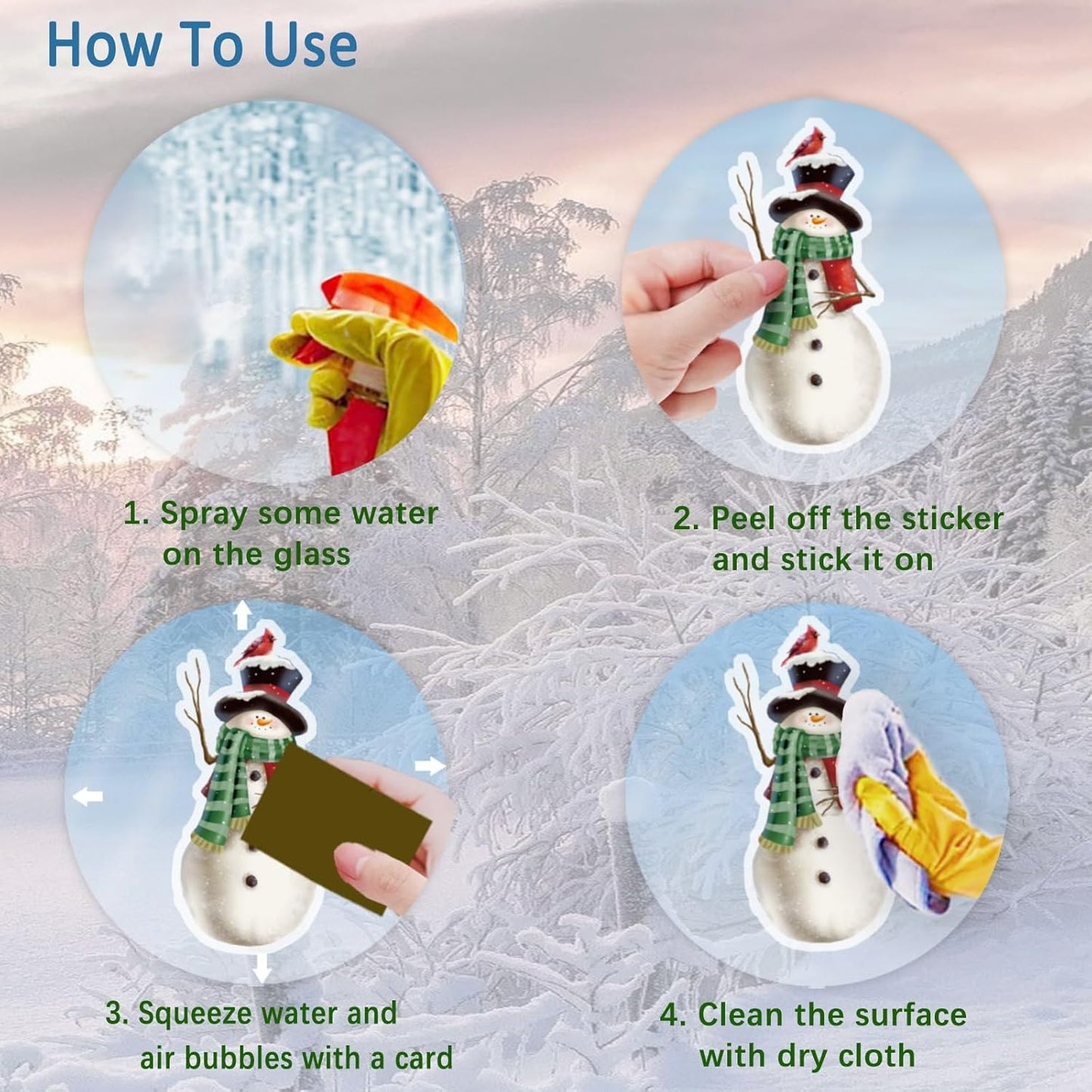 Christmas Snowflake Stickers,Snowman Decals,Window Stickers for Windows Glass,Winter Window Cling,Christmas Decorations Holiday,Christmas Window Clings (Snowman)