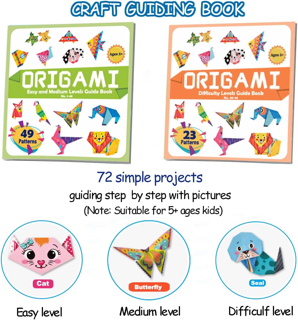 hapray Origami Kit for Kids Ages 5-8 8-12, with Guiding Book, 152 Paper with 72 Patterns, DIY Art and Craft Projects, Beginners Children's Day Gift Boy Girl