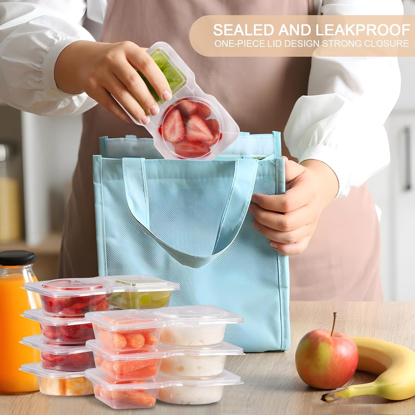 Reusable Snack Containers with Lids: Snack Containers 20Pcs - Snackle Box Container Portion Control - Snack Pack Containers - Double Compartment Snack Containers for On the Go - Travel Essentials