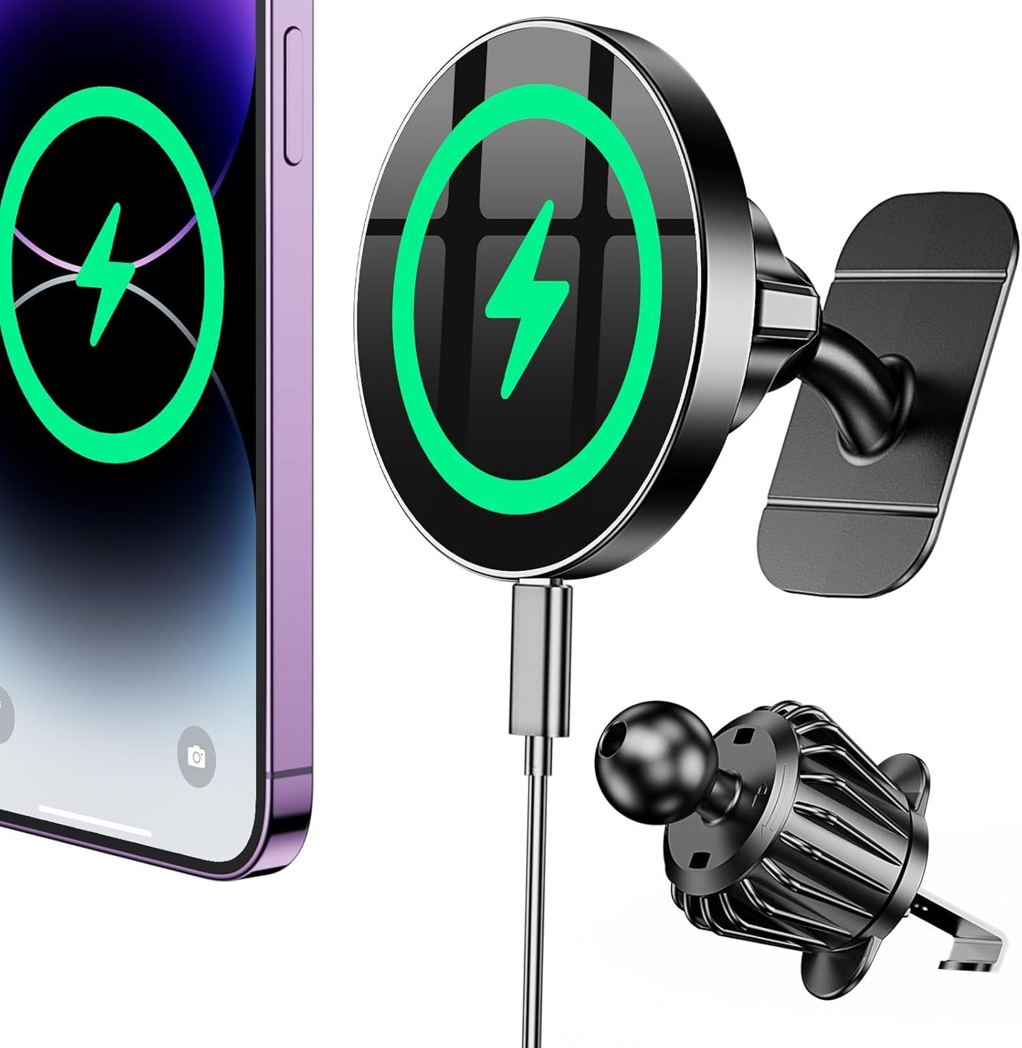 Coolpow for Magsafe Car Mount Charger【100% Stable】 15W Magsafe Car Charger Magnetic Phone Holders for Your Car Accessories for Women Men Car Phone Holder Wireless Car Charger for iPhone 17 16 15 14 13