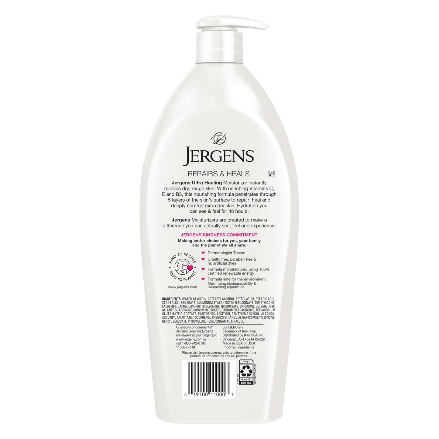 Jergens Ultra Healing Dry Skin Lotion, Hand and Body Moisturizer for Quick Absorption into Extra Dry Skin with Hydralucence Blend, Vitamins C, E and B5, White, 32oz