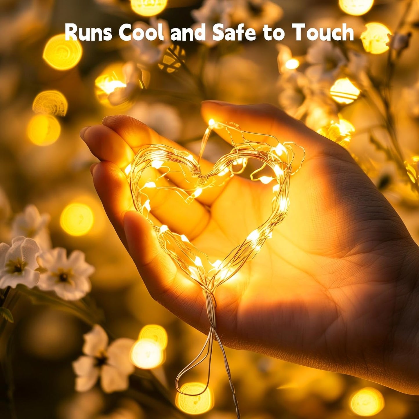 Minetom Fairy Lights Plug in, 33Ft 100 LEDs Waterproof Silver Wire Firefly Lights, Adaptor Included, Starry String Lights for Wedding Indoor Outdoor Christmas Patio Garden Decoration, Warm White