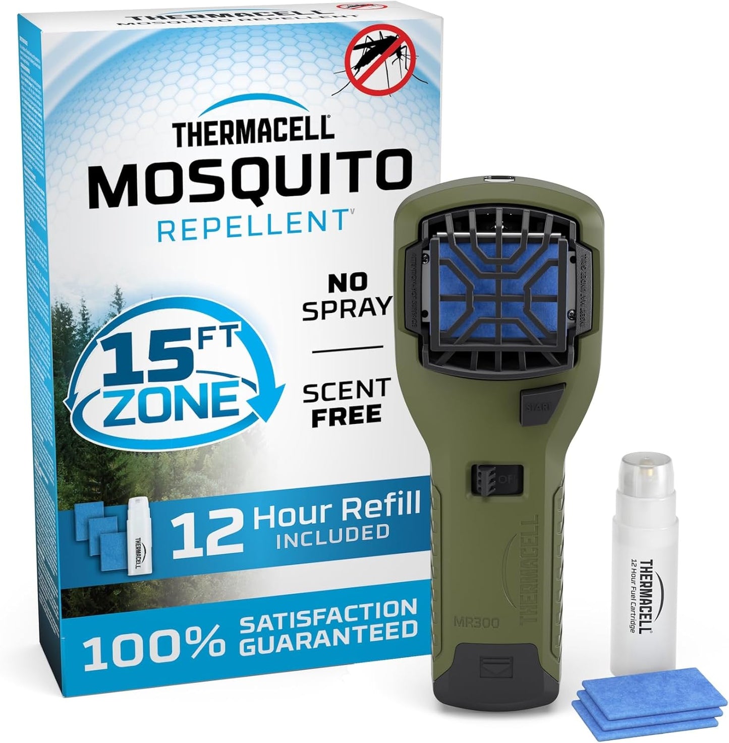 Thermacell Mosquito Portable Repeller; Includes 12-Hour Refill; 15 Foot Zone of Protection; Highly Effective Mosquito Repellent; Deet Free Bug Spray Alternative; Scent Free