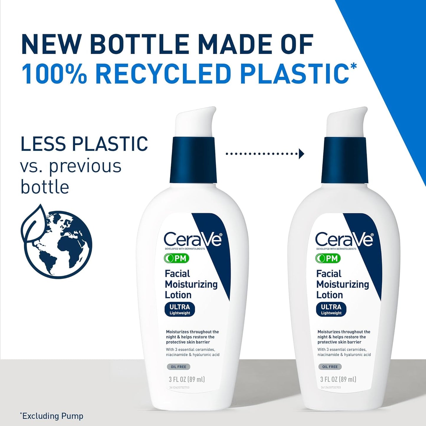 CeraVe PM Facial Moisturizing Lotion, Night Cream with Hyaluronic Acid and Niacinamide, Ultra-Lightweight, Oil-Free Moisturizer for Face, 3 Ounce