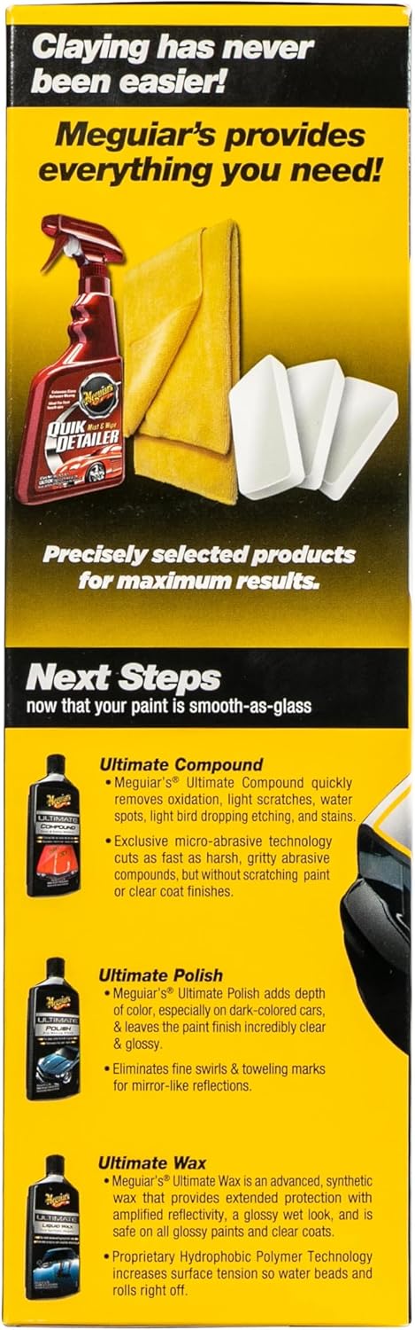 Meguiar's G191700 Smooth Surface Clay Kit, Safe and Easy Car Claying for Smooth as Glass Finish