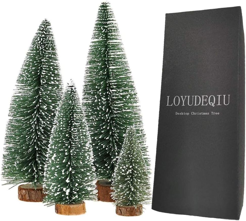 Desktop Miniature Pine Tree Tabletop Christmas Tree Small Pine Tree Decor Christmas Tree Toppers (Green 4pcs)