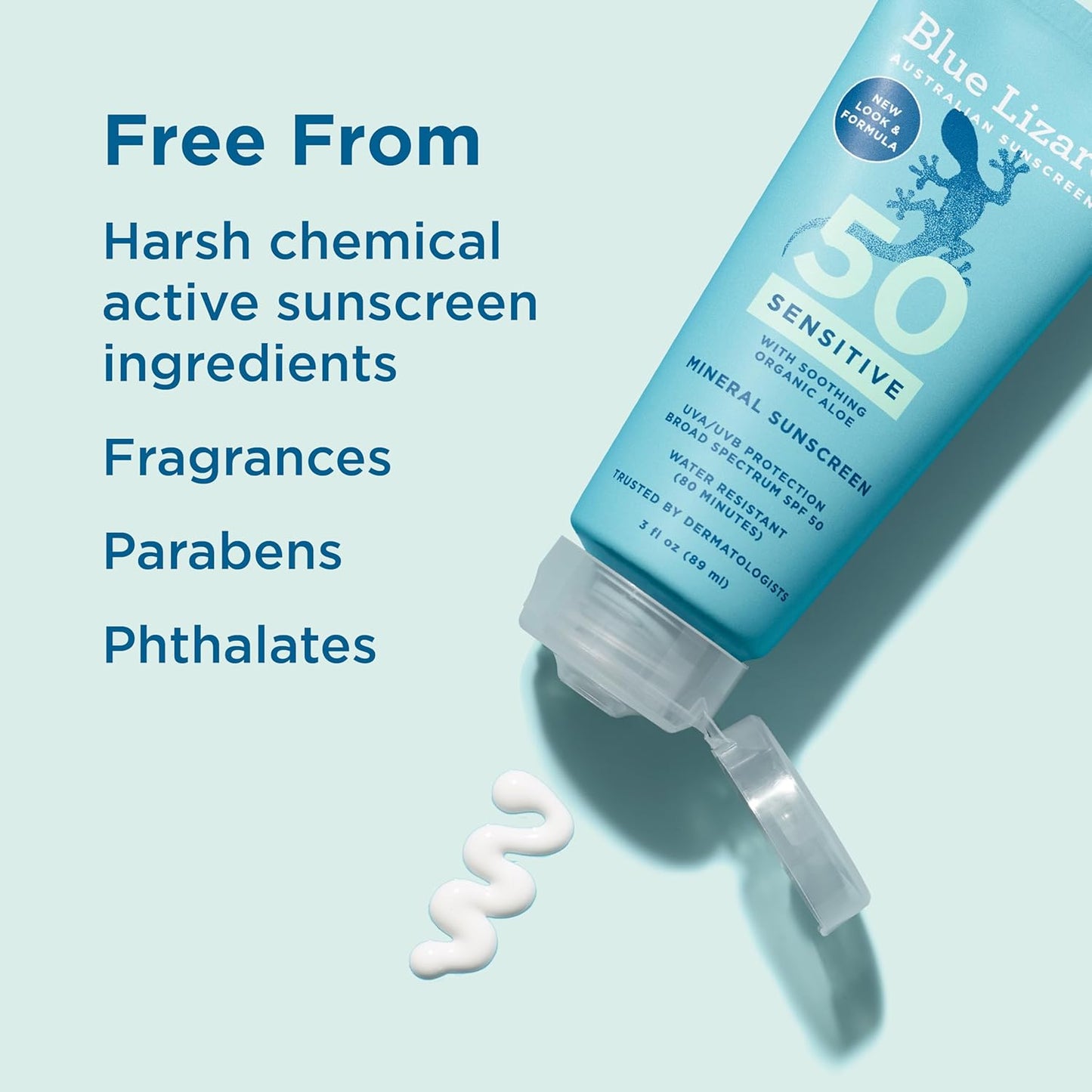 Blue Lizard Sensitive SPF 50+ Mineral Sunscreen, Water Resistant, 3 oz, Fragrance Free - Cart Shape