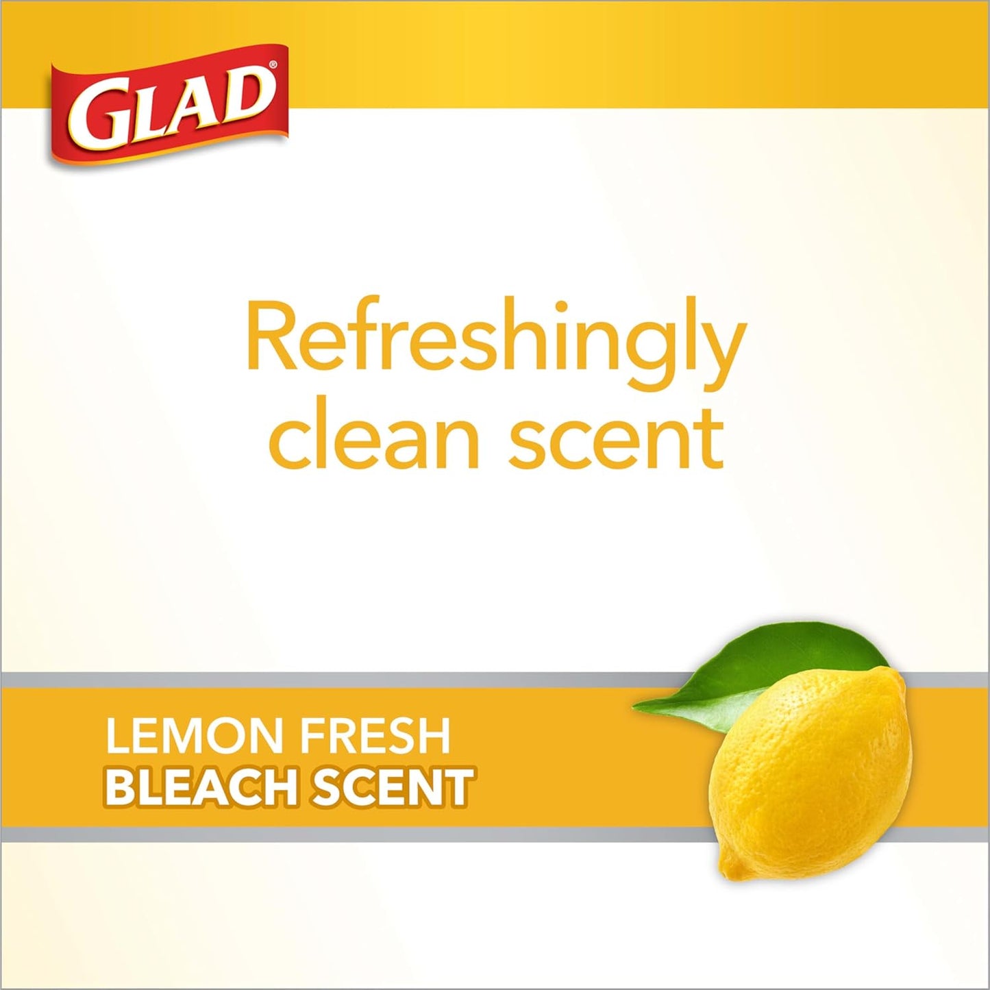 Glad Medium Trash Bags, 8 Gallon, Lemon Fresh Bleach Garbage Bags, Resists Bacterial Odors with Drawstring, 80 Count