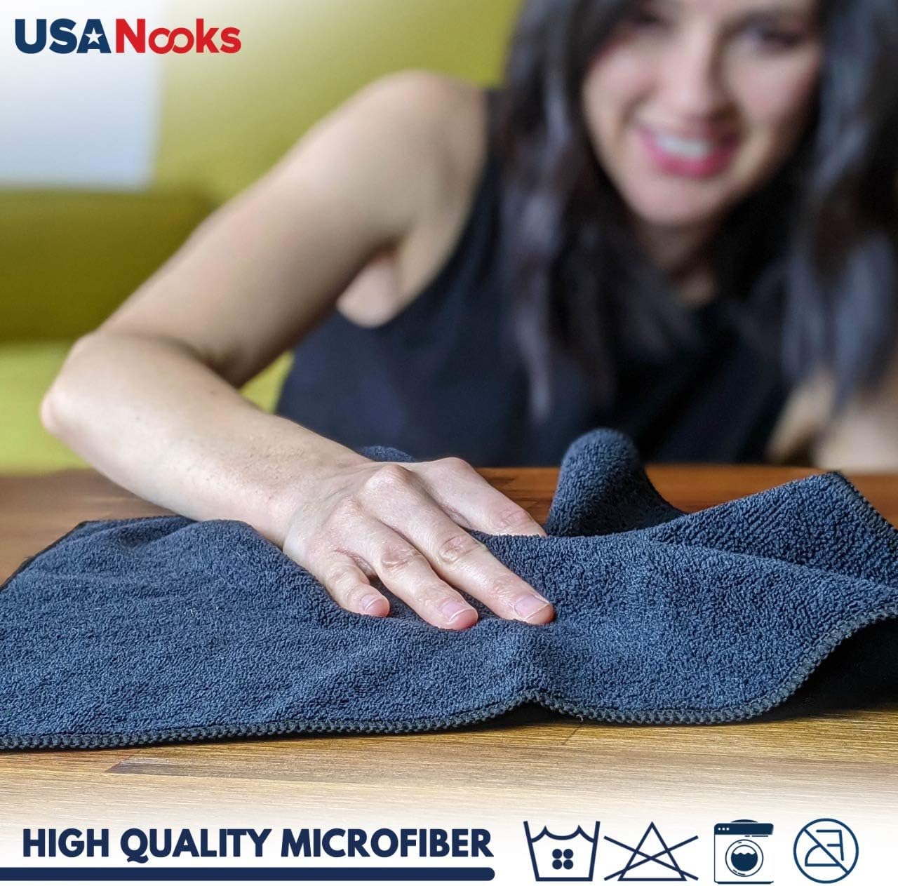 USANOOKS Microfiber Cleaning Cloth Grey - 12 Pcs (12.5"x12.5") - High Performance - 1200 Washes, Ultra Absorbent Microfiber Towel Weave Grime & Liquid for Streak-Free Mirror Shine - Car Washing Cloth