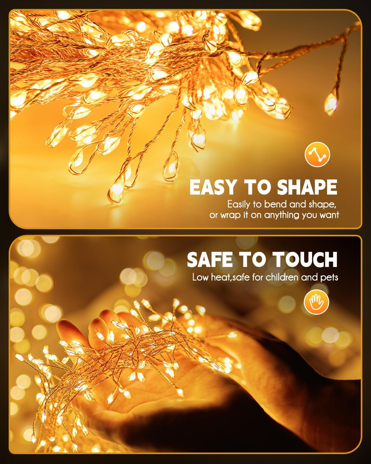 Brightown Outdoor Waterproof, 9.8Ft 120 LED String Lights, 8 Modes Firecracker Fairy Lights for Patio Balcony Wedding Christmas Decor (Warm White)