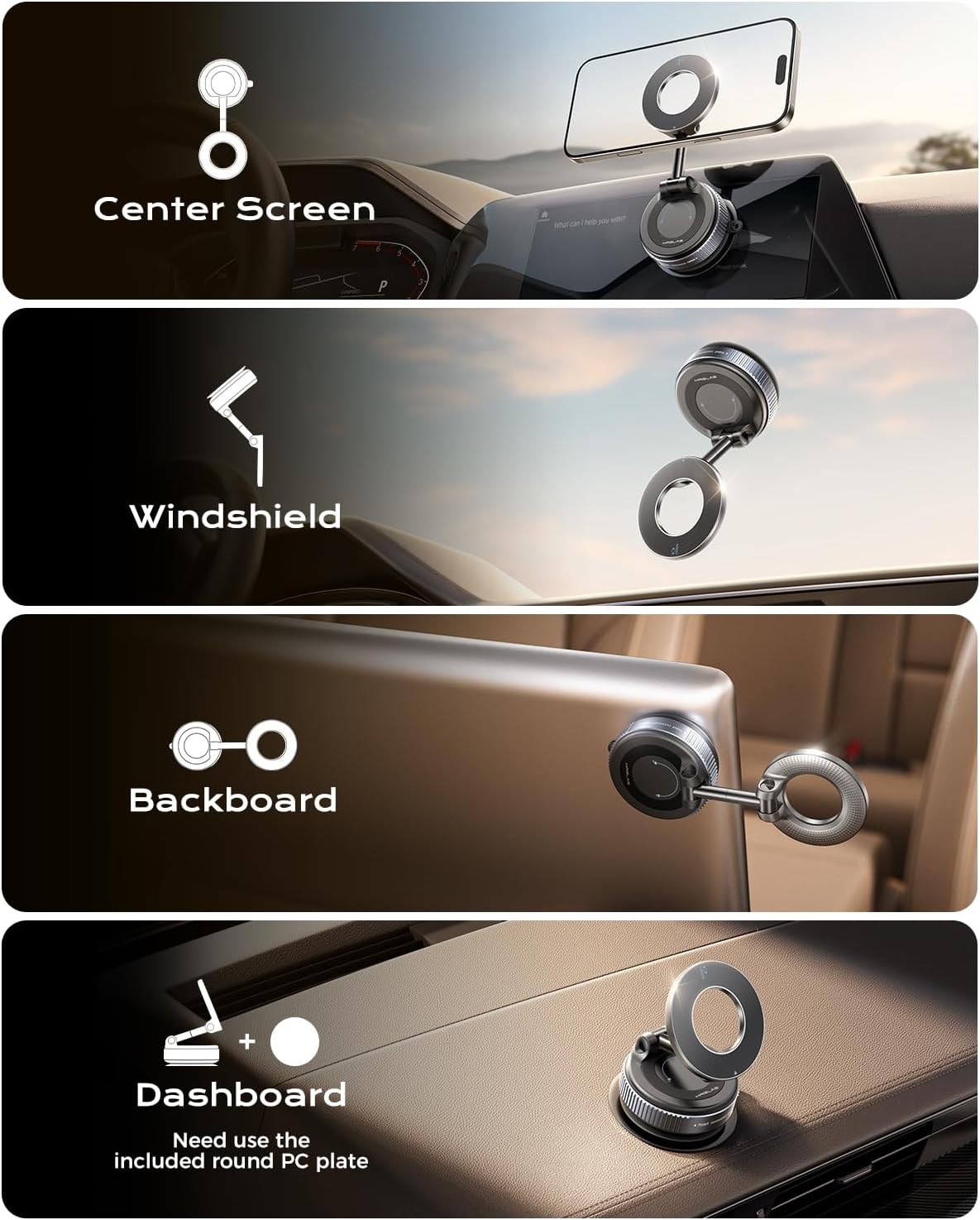 MRGLAS 2026 Upgraded Vacuum Magnetic Phone Holders for Your Car 360° Adjustable Absorption Magnetic Bracket 98LBS Magsafe Suction Cup Phone Mount for iPhone 17 Car Truck Accessories for Men Women