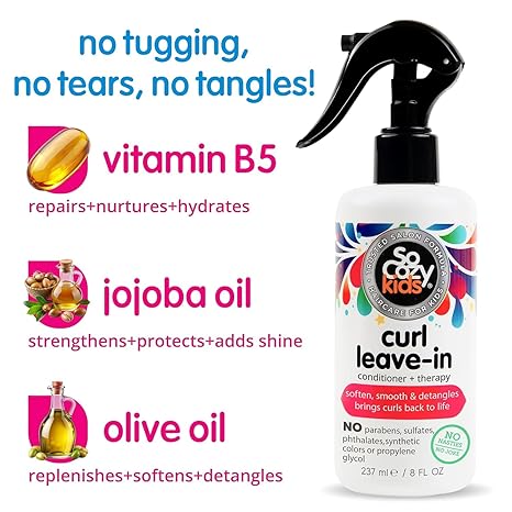So Cozy Detangler & Leave In Conditioner Spray - Hair Detangler Spray for Kids - Paraben-Free Leave In Hair Conditioner & Detangling Spray for Frizzy Hair (8 fl oz)